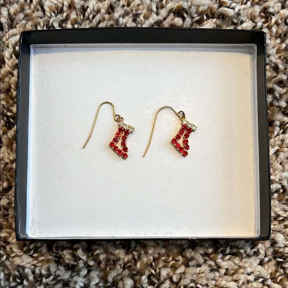 Charming Red Rhinestone Boot Earrings